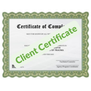 MRT Breaking the Chains of Trauma Client Completion Certificates (25 pcs)